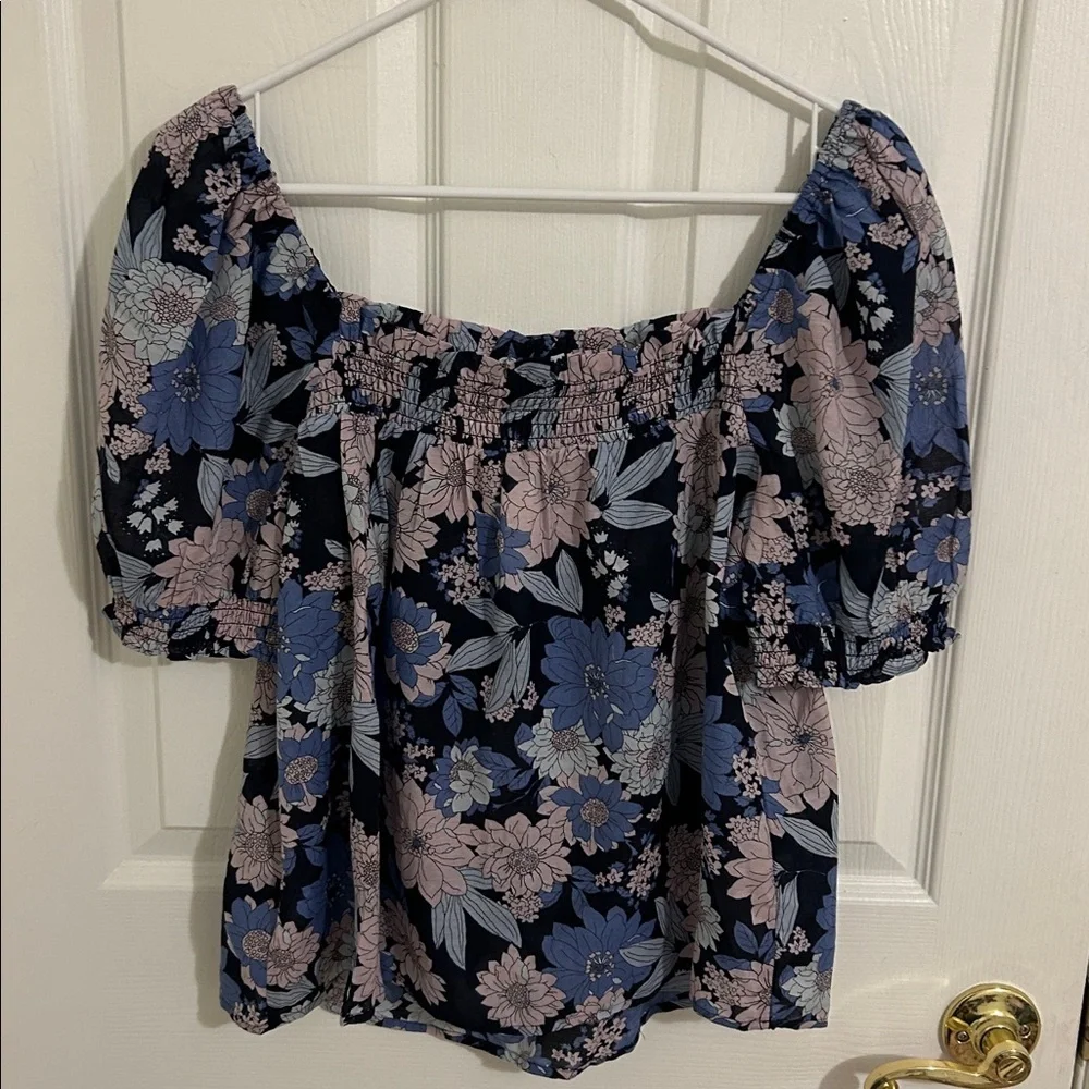 J. Crew Squareneck Puff-sleeve Top Liberty London Zinnia Floral NWT Size Large